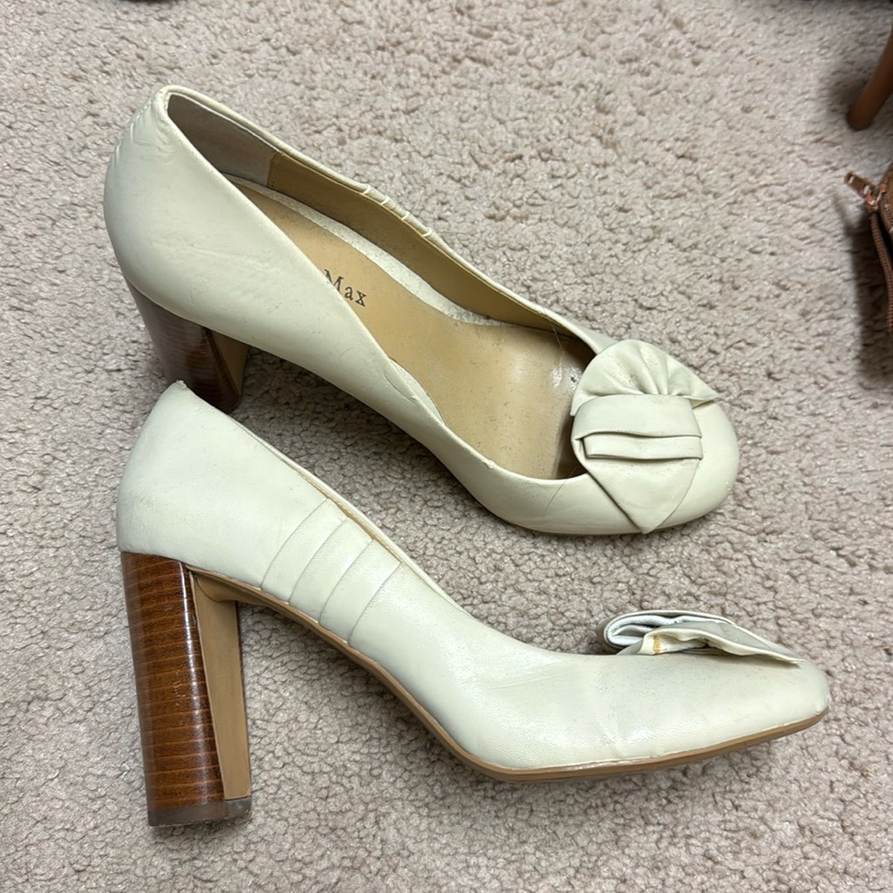 Cream block heels